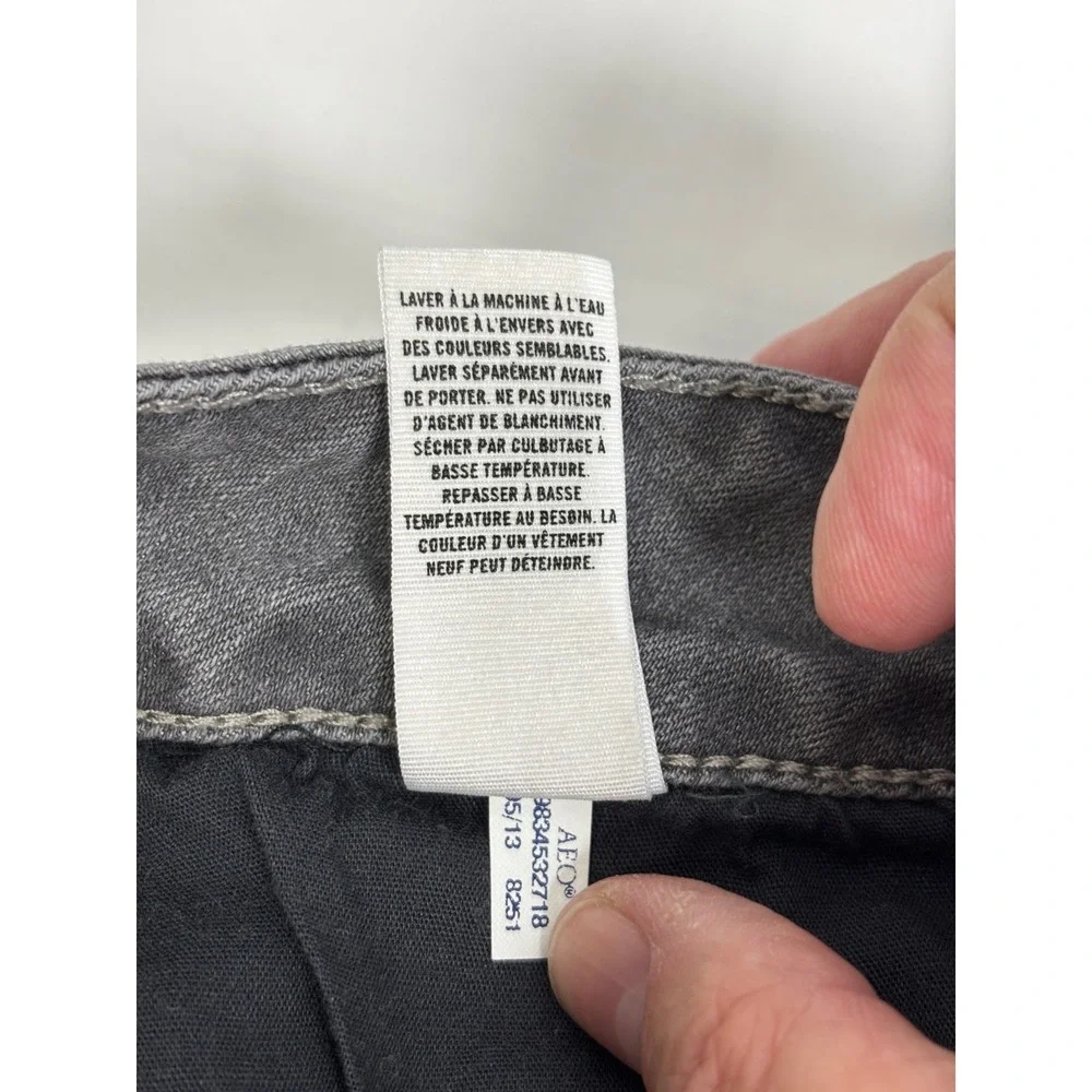 American Eagle Straight Jeans Womens 18 Long Gray Cotton Stretch Classic Casual